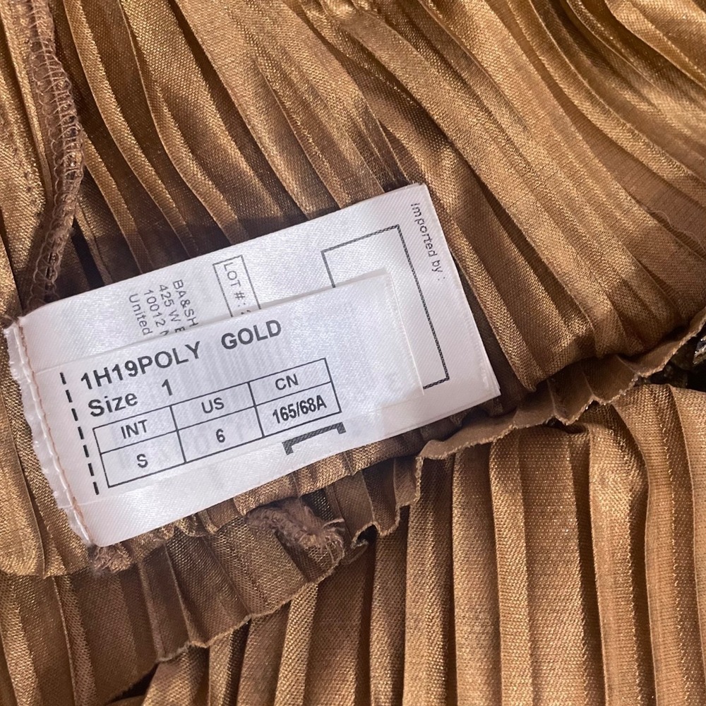 BA&SH Pleated Jupe Poly Midi Skirt Chevron Stripe Foil Metallic Tiered Size 6 - Picture 15 of 16